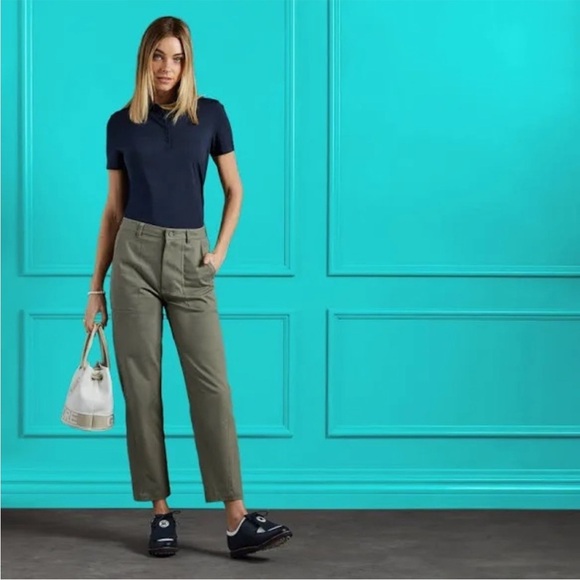G/Fore Italian Cotton Twill High Raise Straight Womens Golf Pants Isle Size 6 - Picture 1 of 6